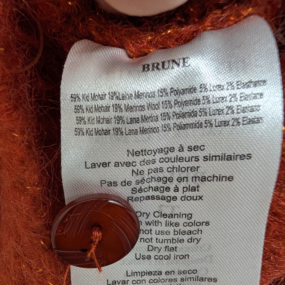 Women's Rust-Red V-Neck Fuzzy Button-Front Cardigan - Picture 7 of 8